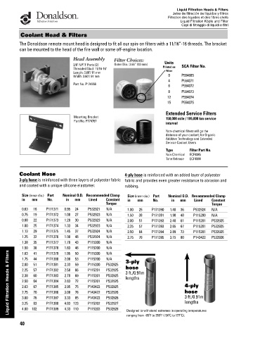 Spare parts DONALDSON cross-references