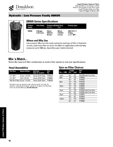 Spare parts DONALDSON cross-references