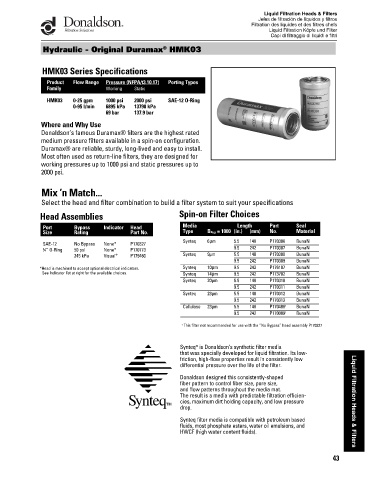 Spare parts DONALDSON cross-references