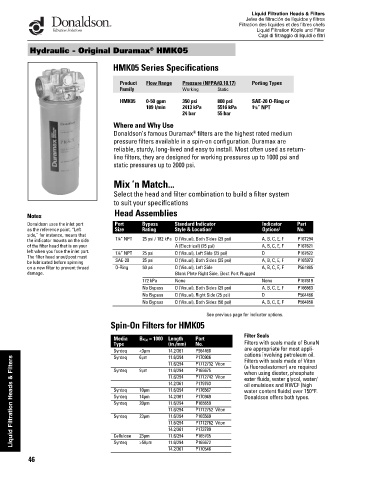 Spare parts DONALDSON cross-references