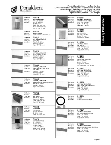 Spare parts DONALDSON cross-references