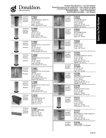 Spare parts DONALDSON cross-references