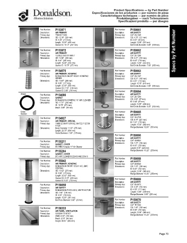 Spare parts DONALDSON cross-references