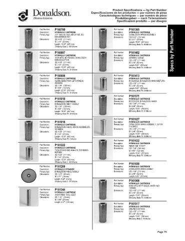 Spare parts DONALDSON cross-references