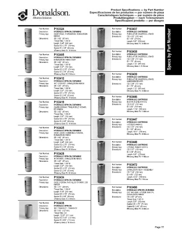 Spare parts DONALDSON cross-references