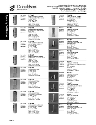 Spare parts DONALDSON cross-references