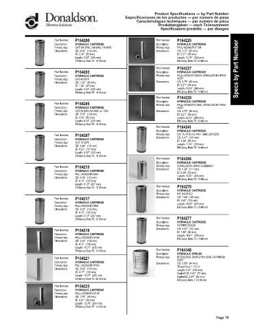 Spare parts DONALDSON cross-references