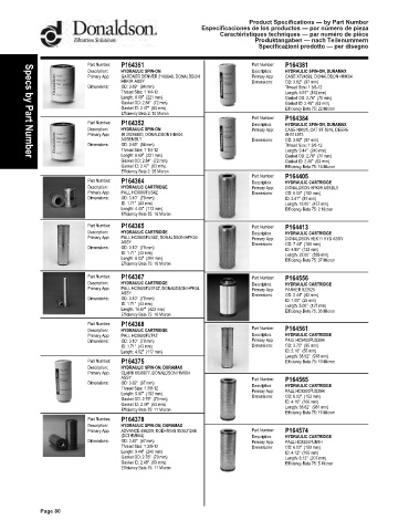 Spare parts DONALDSON cross-references