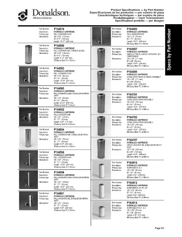 Spare parts DONALDSON cross-references