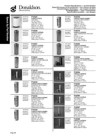 Spare parts DONALDSON cross-references