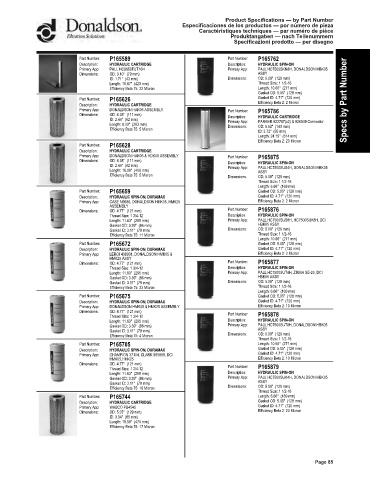 Spare parts DONALDSON cross-references