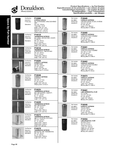 Spare parts DONALDSON cross-references