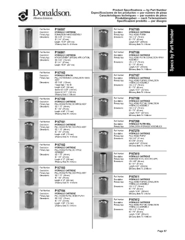 Spare parts DONALDSON cross-references