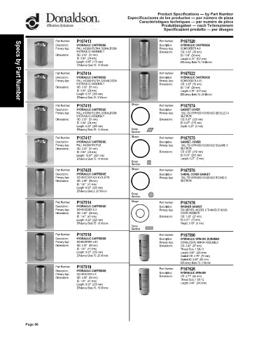 Spare parts DONALDSON cross-references