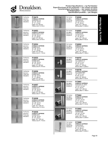 Spare parts DONALDSON cross-references