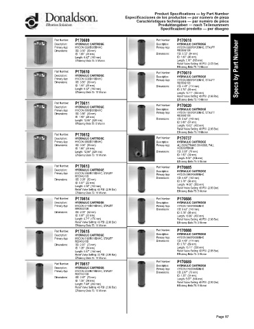 Spare parts DONALDSON cross-references