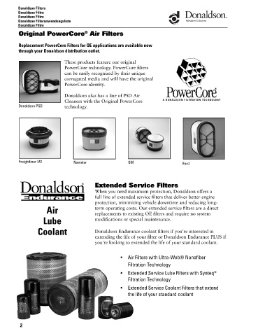 Spare parts DONALDSON cross-references