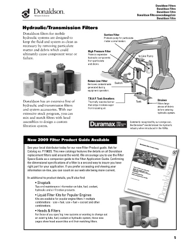 Spare parts DONALDSON cross-references