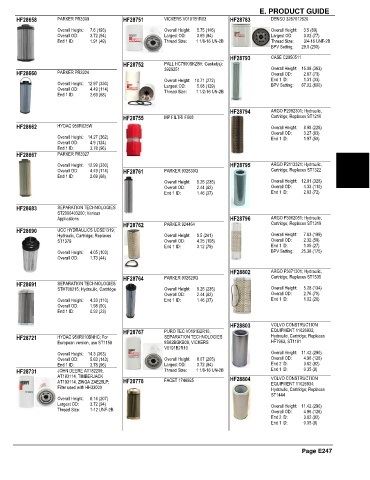 Spare parts and filters cross references