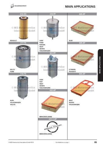 Catalogs auto parts for car and truck