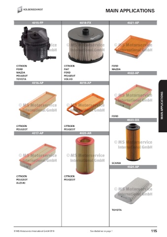 Catalogs auto parts for car and truck