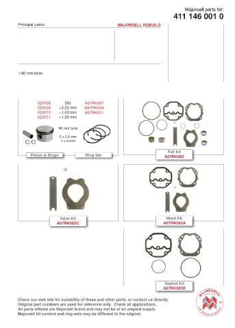 Spare parts cross-references